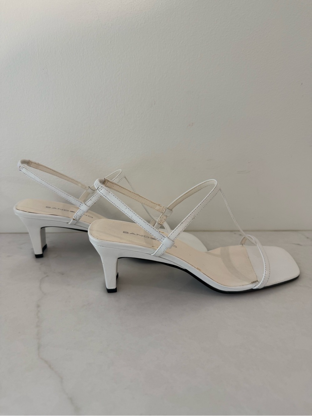 White Strappy Slingback Heeled Sandals